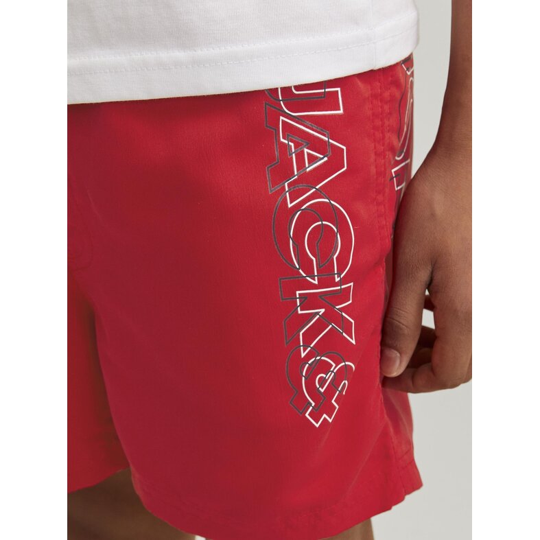 Jack & Jones Junior Jack & Jones Junior Boys Swim Short JPSTFIJI Double Logo Solid Red