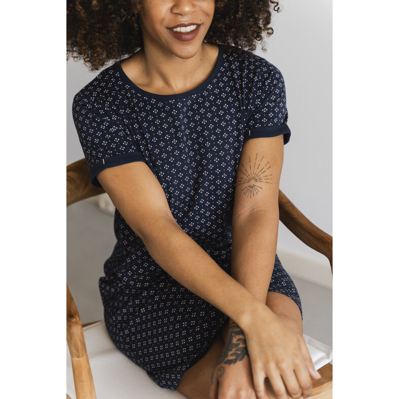 By Louise By Louise Essential Ladies Nightshirt Short Sleeve AOP Blue