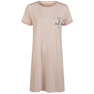 By Louise Essential Dames Nachthemd Korte Mouw Gestreept Roze