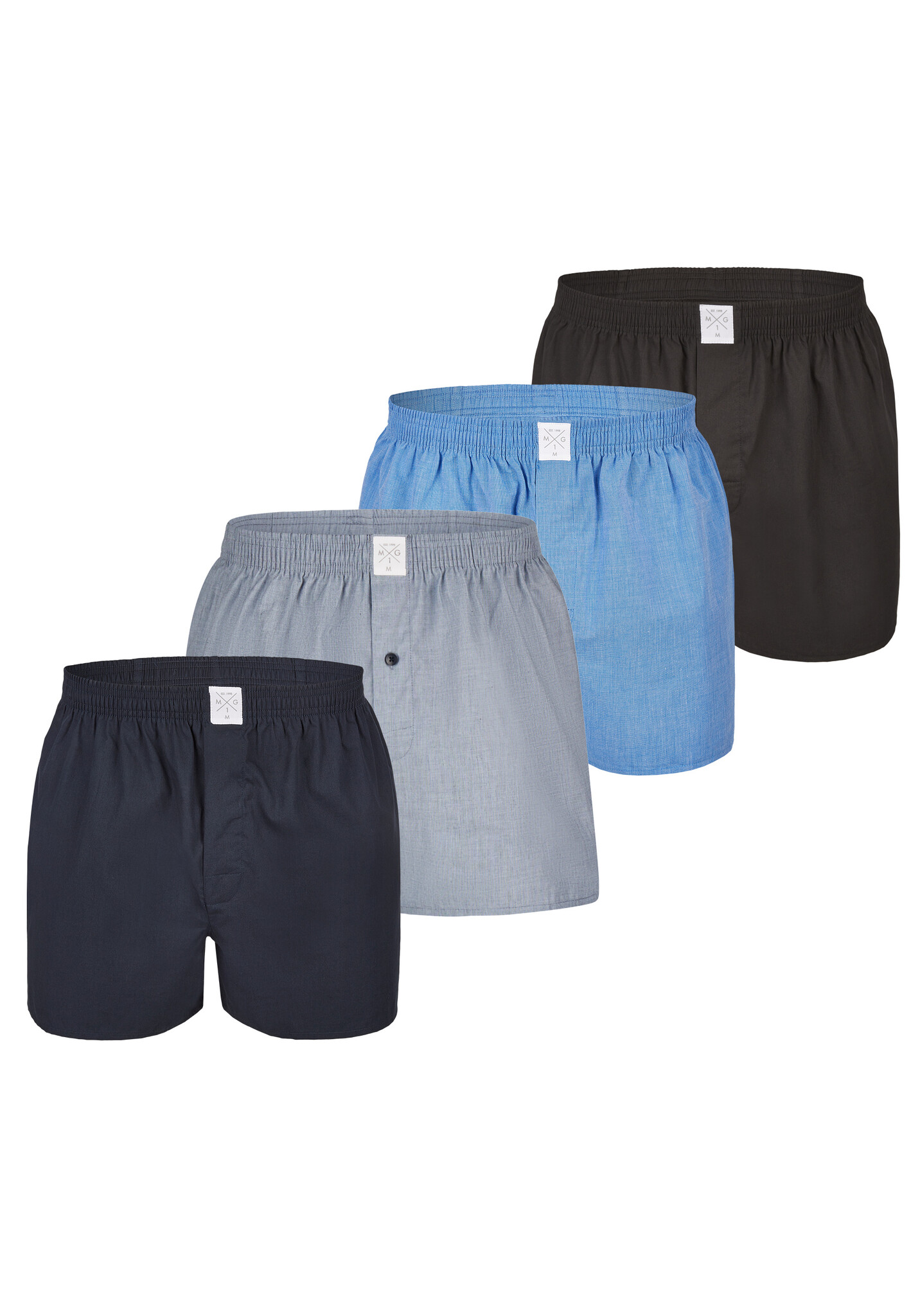 MG 1 Wijde Geweven Boxershorts Heren 4 Pack Effen Underwear District