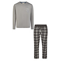 Phil & Co Phil & Co Lange Heren Pyjama Set Katoen Geruit Grijs