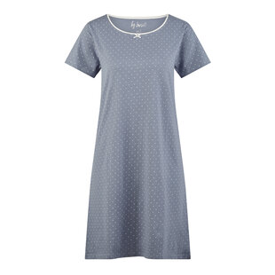 By Louise Ladies Nightshirt Short Sleeve Cotton Blue Dotted