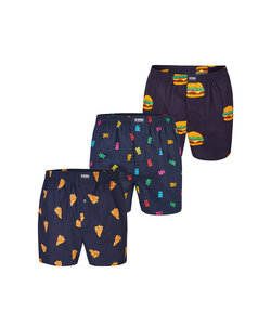 Happy Shorts X Heren Wijde Boxershort Met Binnenbroek Pizza/Gummibeer/Hamburger Print 3-Pack