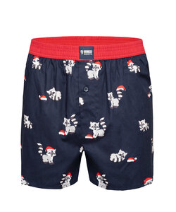 Happy Shorts X Men's Wide Boxer Shorts With Inner Briefs Christmas Raccoon Print