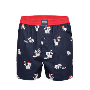 Happy Shorts X Men's Wide Boxer Shorts With Inner Briefs Christmas Raccoon Print