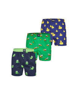 Happy Shorts X Heren Wijde Boxershort Met Binnenbroek Kikker/Eend/Bij Print 3-Pack