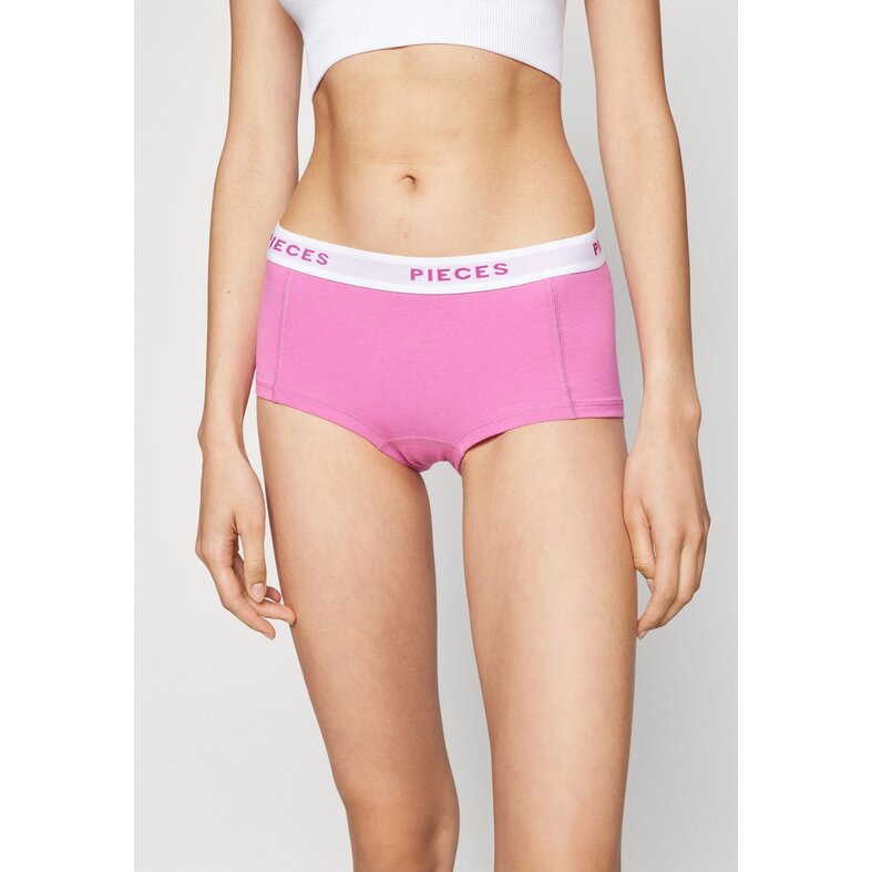 PIECES Pieces Women's Hipsters PCLOGO Fiji Flower Plain 4-Pack