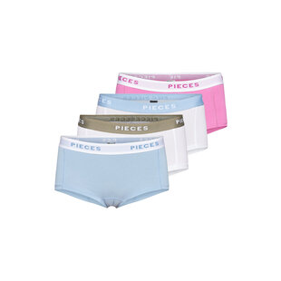 Pieces Dames Hipsters PCLOGO Fiji Flower Effen 4-Pack