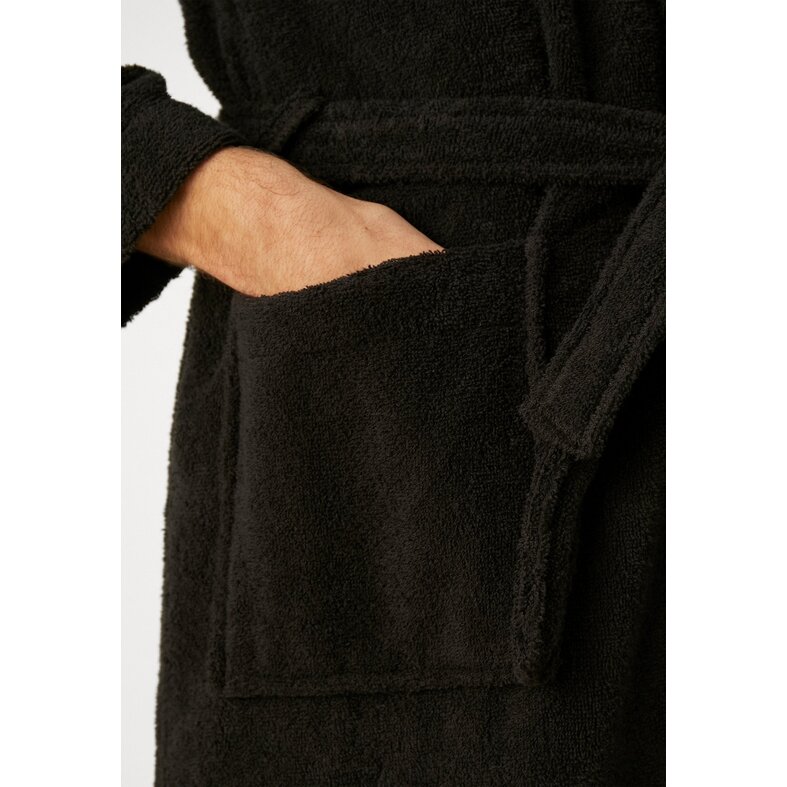 Jack & Jones Jack & Jones Badjas Heren Badstof JACSOLID BATHROBE Zwart