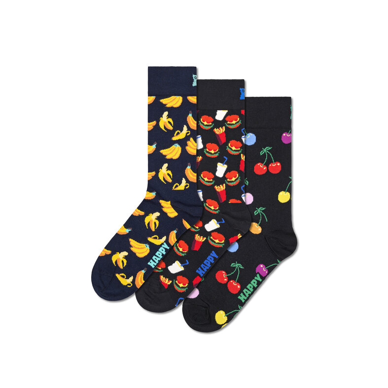 Happy Socks Happy Socks Classic Socks Banana Cherry Burger 3-Pack