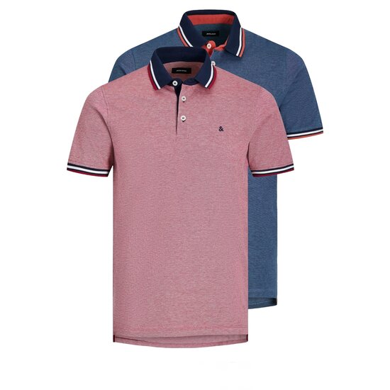 Jack & Jones Jack & Jones Men's Polo JJEPAULOS Denim Blue Red 2-Pack