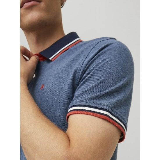 Jack & Jones Jack & Jones Heren Polo JJEPAULOS Denim Blauw Rood 2-Pack