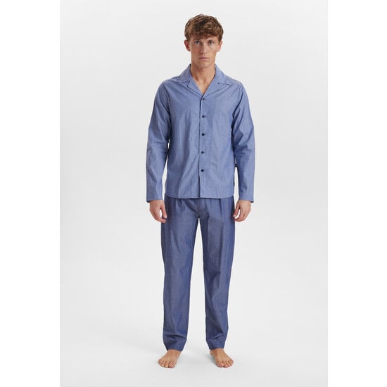 JBS JBS Heren Pyjama Set Lang Gestreept Met Knoopsluiting Lichtblauw