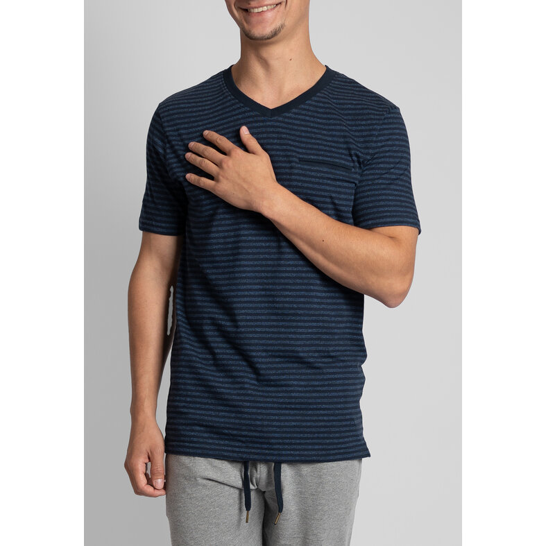 Phil & Co Phil & Co Essential Shortama Heren Korte Pyjama Katoen Blauw / Grijs