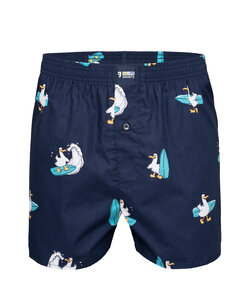 Happy Shorts X Men's Wide Boxer Shorts With Inner Briefs Surfing Seagull Print