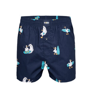 Happy Shorts X Men's Wide Boxer Shorts With Inner Briefs Surfing Seagull Print