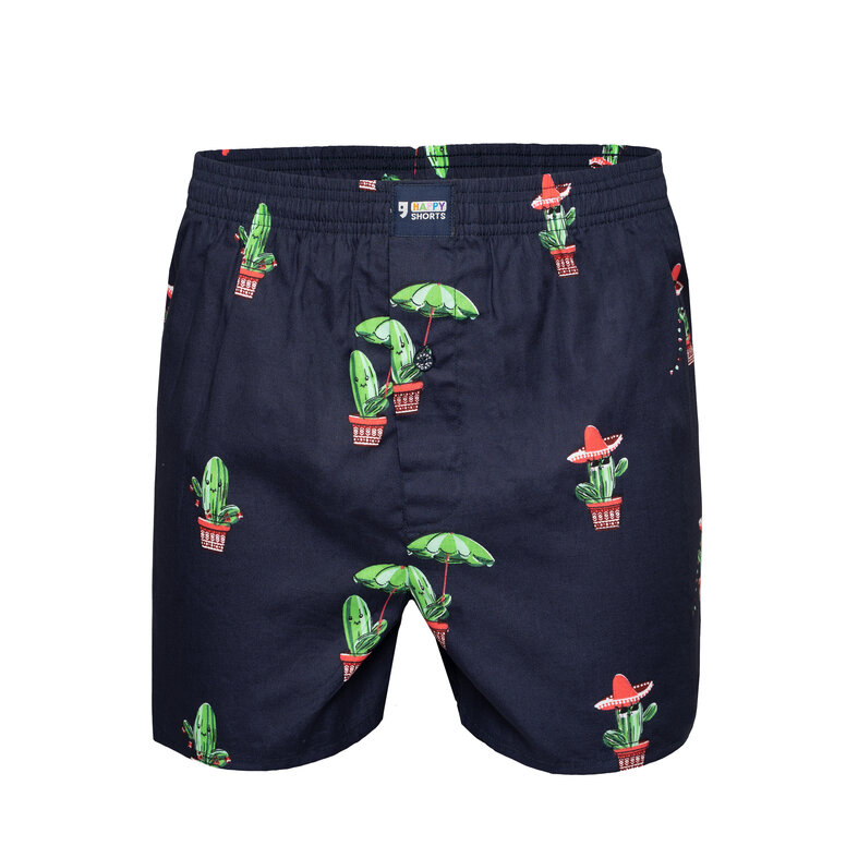 Happy Shorts Happy Shorts X Heren Wijde Boxershort Met Binnenbroek Cactus Print
