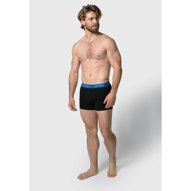 Happy Shorts Happy Shorts Men's Boxer Shorts Trunks Plain Black 3-Pack