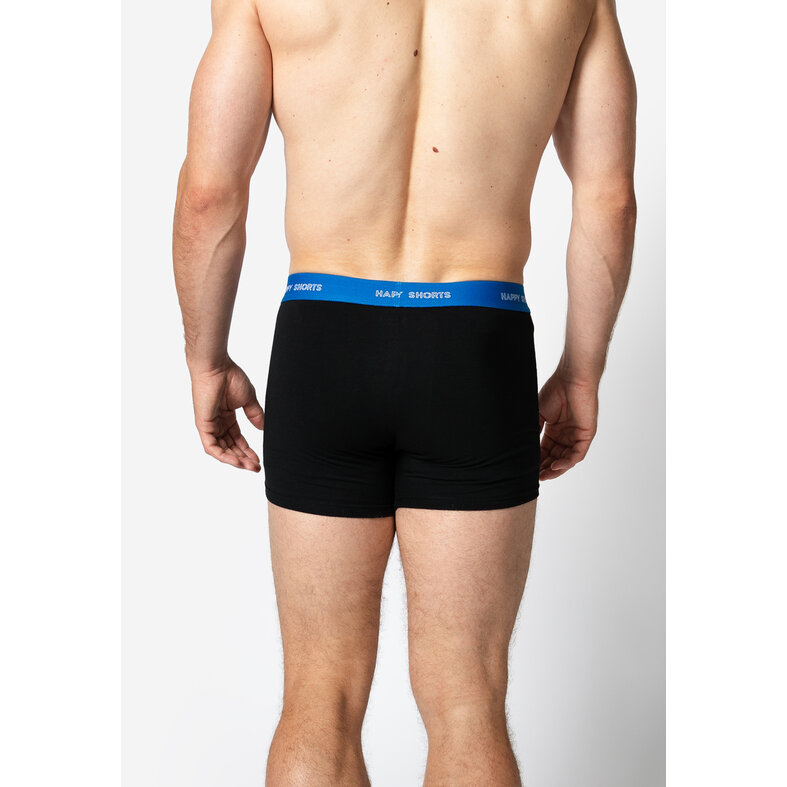 Happy Shorts Happy Shorts Men's Boxer Shorts Trunks Plain Black 3-Pack