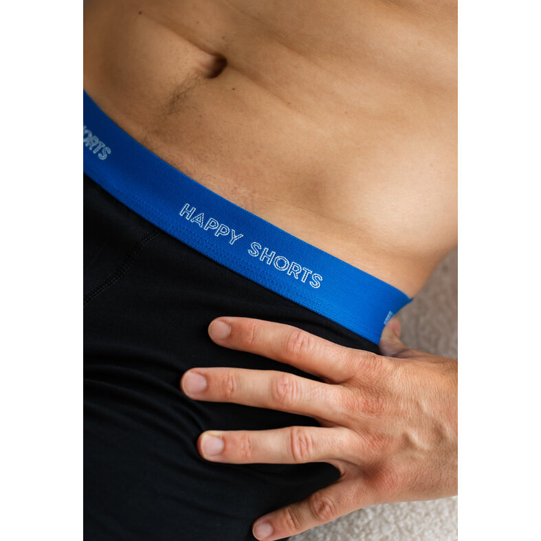Happy Shorts Happy Shorts Men's Boxer Shorts Trunks Plain Black 3-Pack