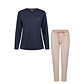 By Louise By Louise Essential Dames Pyjama Set Lang Katoen Blauw