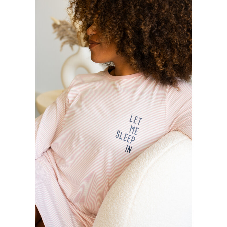 By Louise By Louise Essential Ladies Nightshirt Long Sleeve Striped Pink