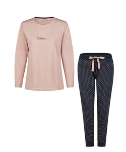 By Louise Essential Dames Pyjama Set Lang Katoen Roze