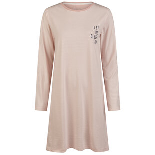By Louise Essential Dames Nachthemd Lange Mouw Gestreept Roze