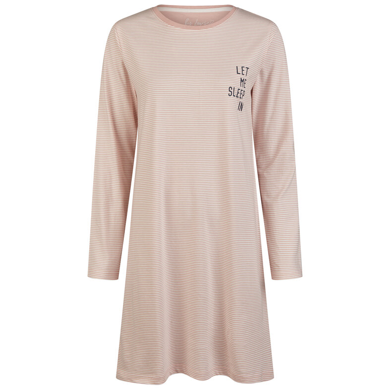 By Louise By Louise Essential Ladies Nightshirt Long Sleeve Striped Pink