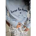 By Louise By Louise Dames Pyjama Set Lang Dare To Dream Bloemen Print Lichtblauw
