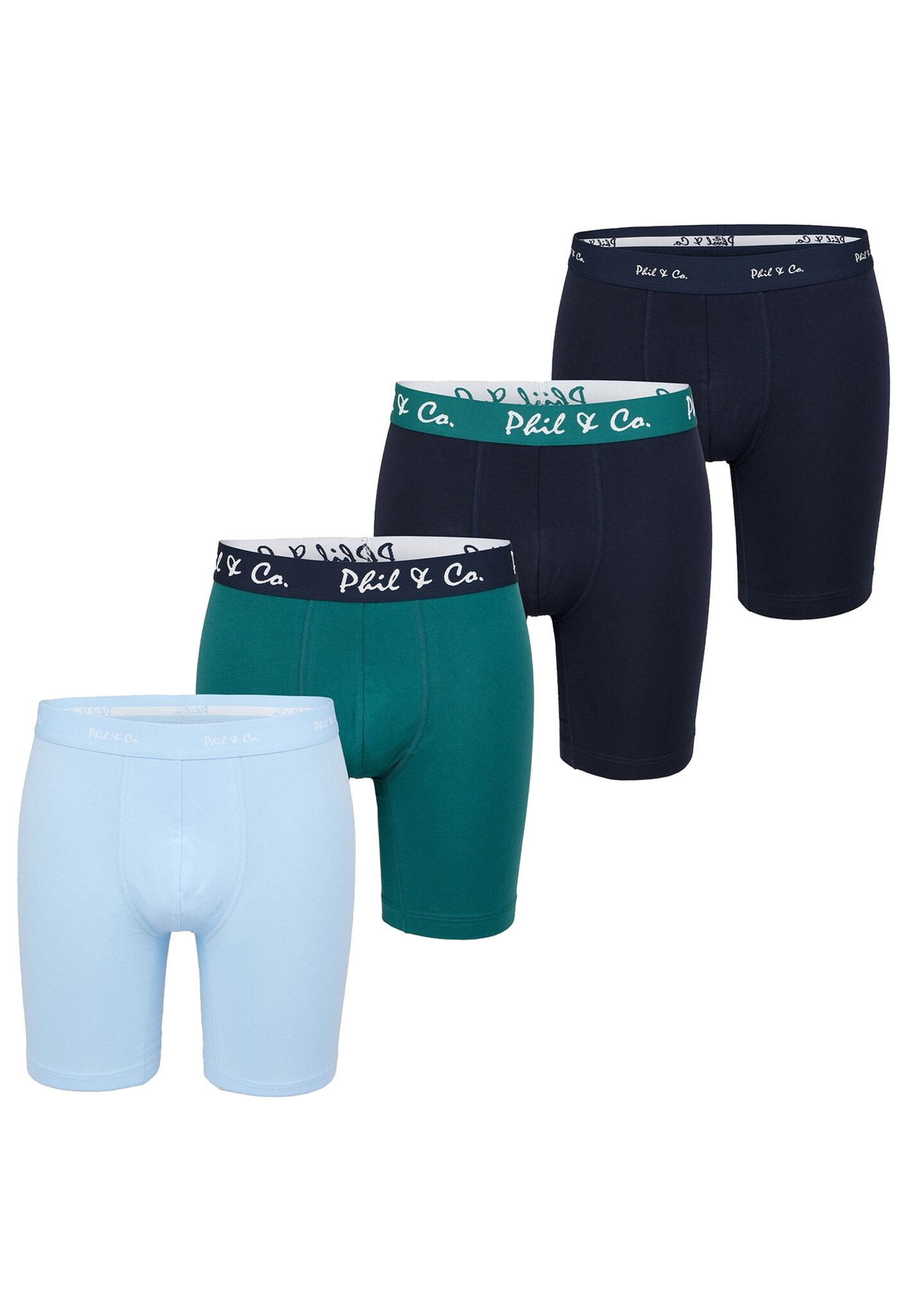 Phil Co Boxershorts Heren Met Lange Pijpen Boxer Briefs 4 Pack Blauw Groen Underwear District