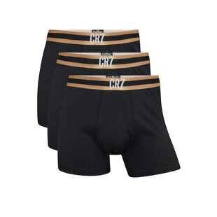 CR7 Men's Boxer Shorts Plain Black/Gold 3-Pack