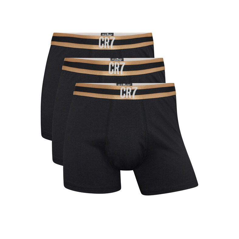 CR7 CR7 Men's Boxer Shorts Plain Black/Gold 3-Pack
