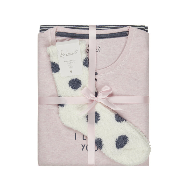 By Louise By Louise Ladies Winter Pajama Set Long Interlock Pink