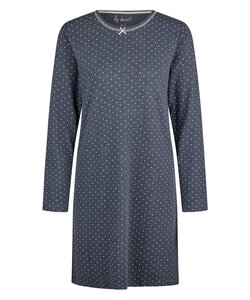 By Louise Ladies Nightshirt Interlock Long Sleeve Dotted Blue