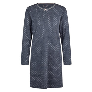 By Louise Ladies Nightshirt Interlock Long Sleeve Dotted Blue