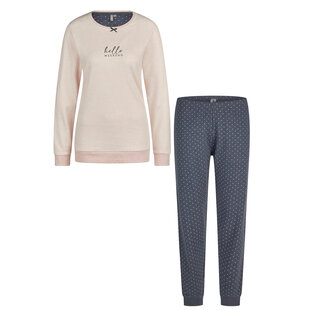 By Louise Dames Winter Pyjama Set Lang Interlock Roze Gestreept