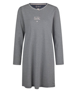 By Louise Dames Nachthemd Interlock Lange Mouw Gestreept Blauw