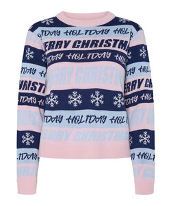 Pieces Ladies Knitted Christmas Sweater PCHOLLI XMAS Pink/Blue