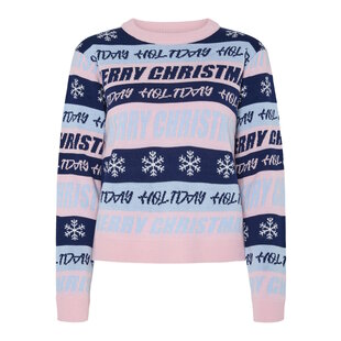 Pieces Dames Gebreide Kerst Trui PCHOLLI XMAS Roze/Blauw