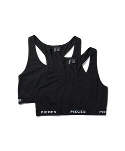 Pieces Dames BH PCLOGO Zwart 2-Pack