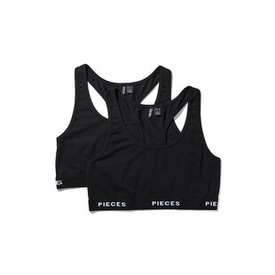Pieces Dames BH PCLOGO Zwart 2-Pack