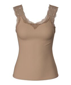 Pieces Dames Top PCBARBERA LACE Taupe