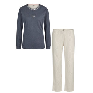 By Louise Ladies Winter Pajama Set Long Interlock Blue