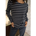 By Louise By Louise Ladies Winter Pajama Set Long Terry Striped Blue