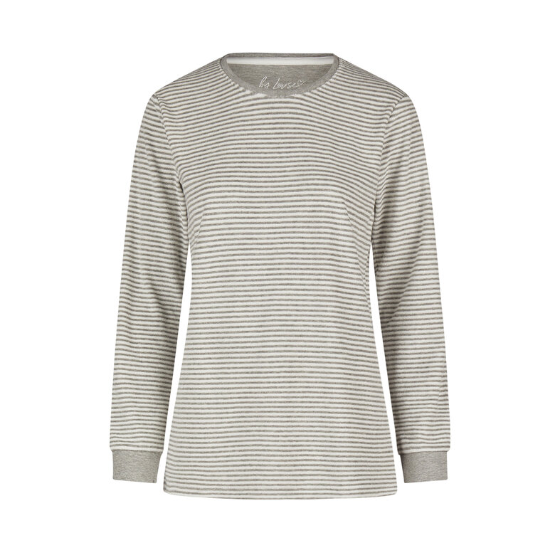 By Louise By Louise Ladies Winter Pajama Set Long Terry Striped White