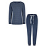 By Louise By Louise Ladies Winter Pajama Set Long Terry Striped Blue