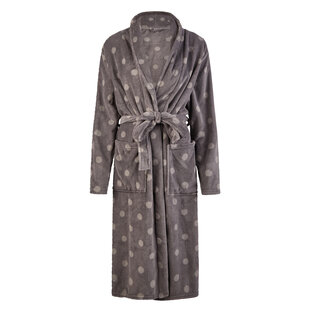 By Louise Fleece Badjas Dames Gestipt Antraciet