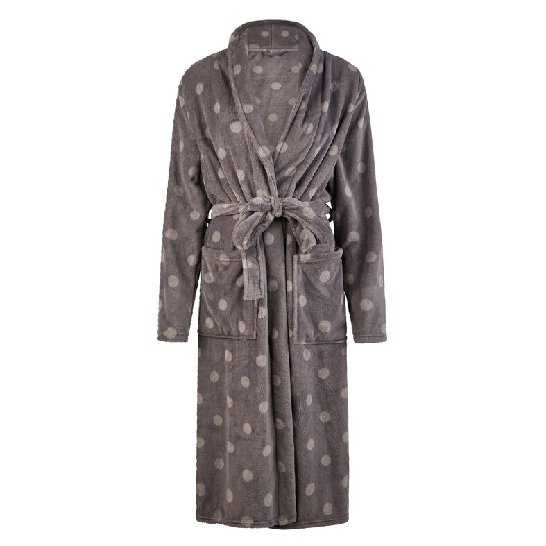 By Louise By Louise Fleece Badjas Dames Gestipt Antraciet