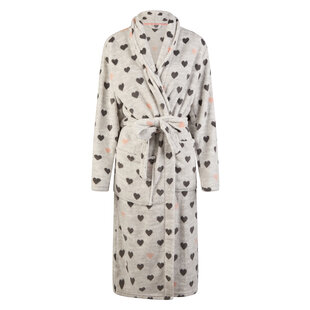 By Louise Fleece Badjas Dames Hartjes Grijs